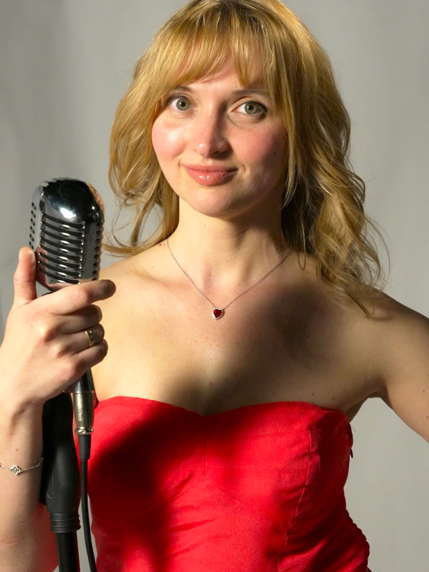 Iryna at the microphone